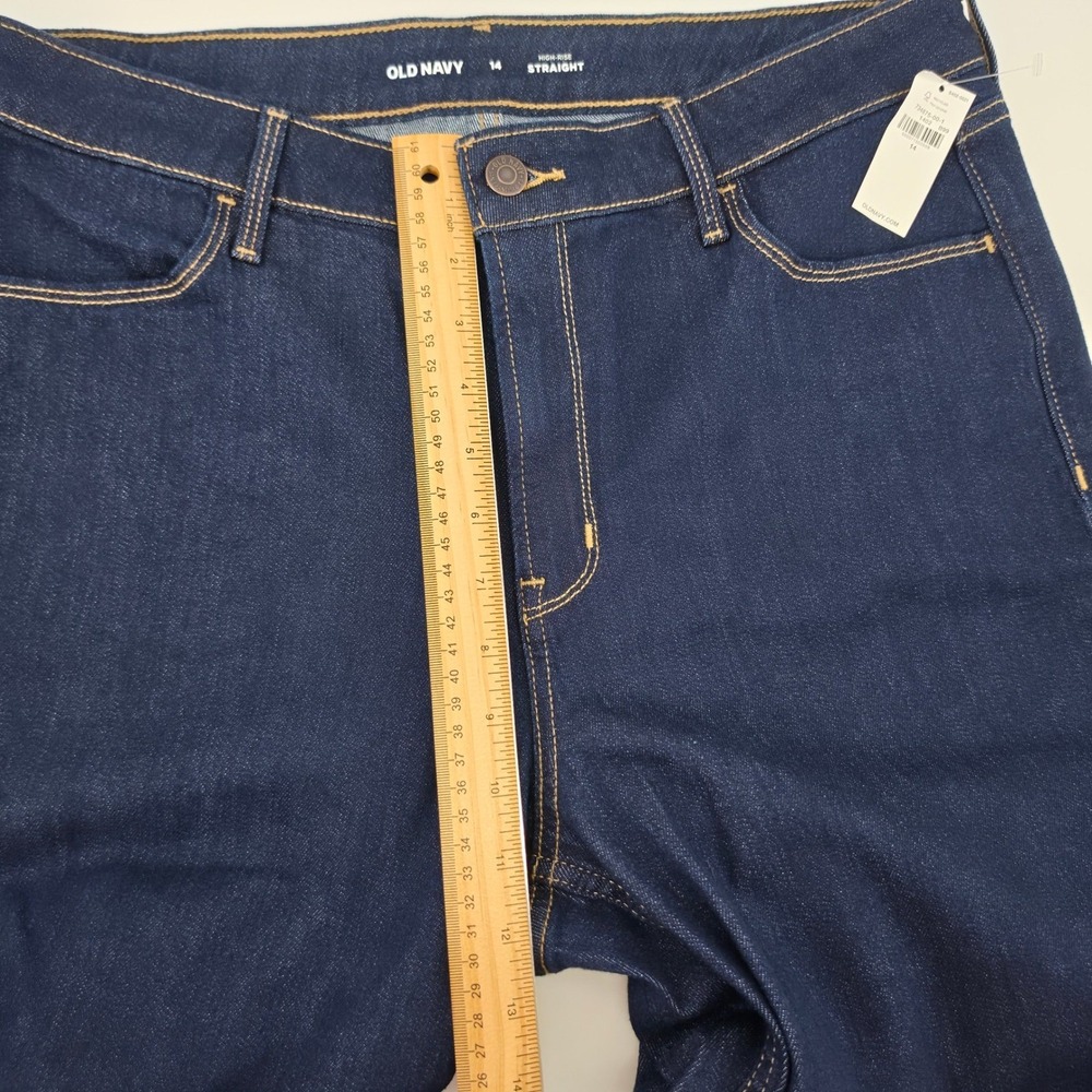 Old Navy High-Rise Straight Jeans Dark Wash Denim Women's Size 14 NWT - Picture 11 of 13